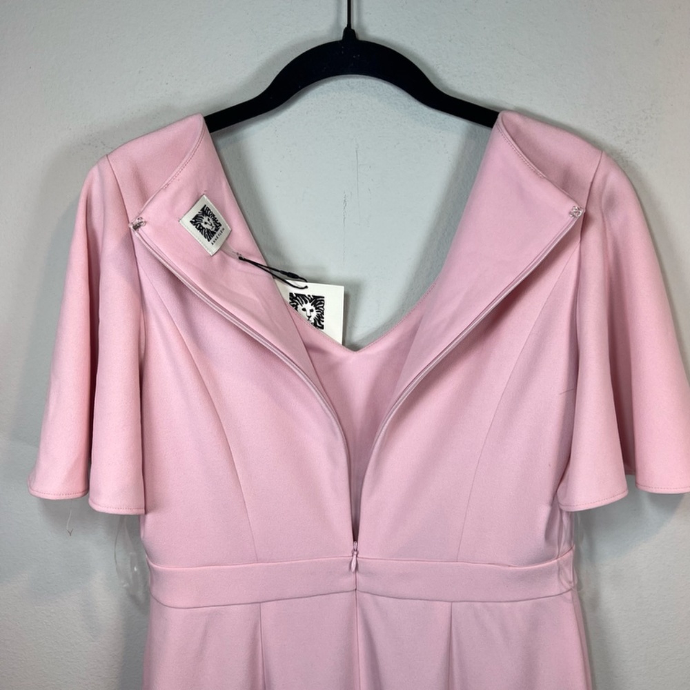 Anne Klein Sheath Dress Tutu Pink Flutter Sleeve Bridal Zip Up Cocktail NEW Sz 2 - Picture 13 of 14
